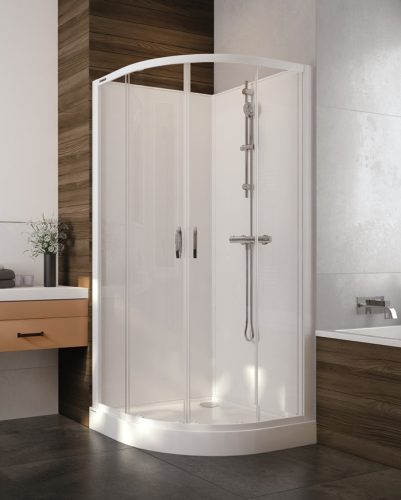 Sanplast kpl-KCKP4/Basic-M 80-S hátfalas komplett zuhanykabin előlapos zuhanytálcával