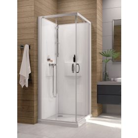 Sanplast kpl-KCKN/Basic-M-SHP 90x90 hátfalas komplett zuhanykabin lapos tálcával