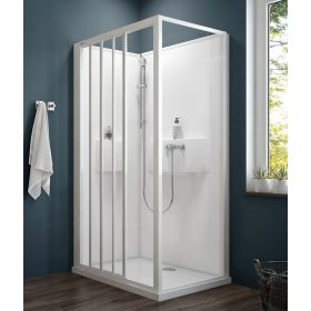 Sanplast kpl-KCDTr/Basic-M-SHP 100x80 hátfalas komplett zuhanykabin lapos zuhanytálcával