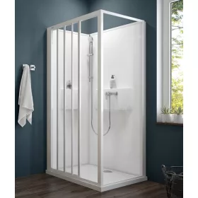 Sanplast kpl-KCDTr/Basic-SHP 120x90 hátfalas komplett zuhanykabin lapos zuhanytálcával
