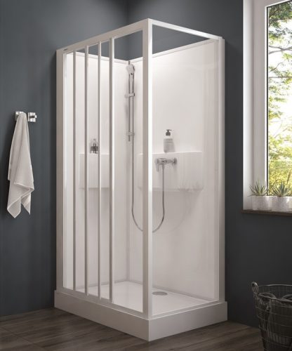 Sanplast kpl-KCDTr/Basic-SHP 120x90 hátfalas komplett zuhanykabin előlapos zuhanytálcával