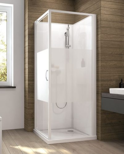 Sanplast kpl-KCDJ/Basic-M-SHP 70x70 hátfalas komplett zuhanykabin lapos zuhanytálcával W18 üveggel