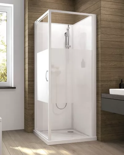 Sanplast kpl-KCDJ/Basic-M-SHP 70x70 hátfalas komplett zuhanykabin lapos zuhanytálcával W18 üveggel