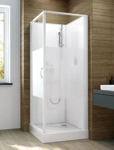 Sanplast kpl-KCDJ/Basic-M-SHP 70x70 hátfalas komplett zuhanykabin előlapos zuhanytálcával, W18 üveggel