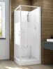 Sanplast kpl-KCDJ/Basic-M-SHP 80x80 hátfalas komplett zuhanykabin lapos zuhanytálcával, W18 üveggel