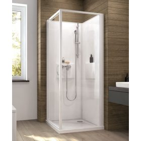 Sanplast kpl-KCDJ/Basic-M-SHP 90x90 hátfalas komplett zuhanykabin lapos zuhanytálcával