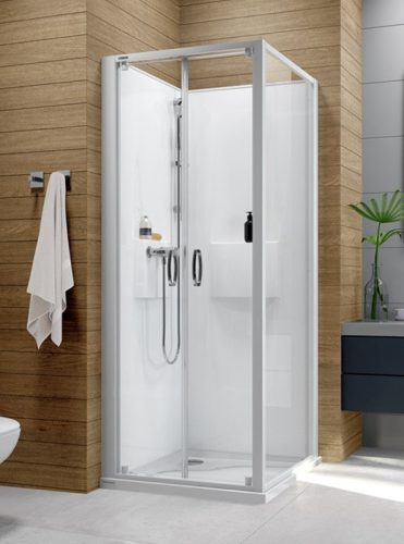 Sanplast kpl-KCDD/Basic-M-SHP 80x80 hátfalas komplett zuhanykabin lapos zuhanytálcával