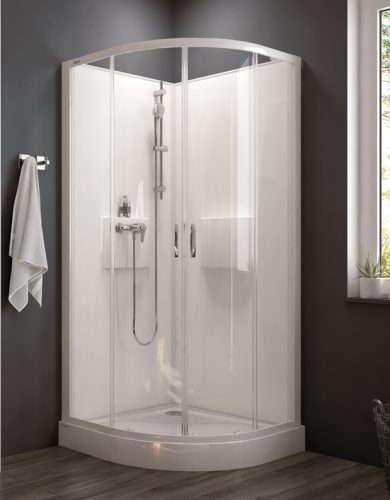 Sanplast kpl-KCKP4/Basic-M-SHP 90 hátfalas komplett zuhanykabin előlapos zuhanytálcával
