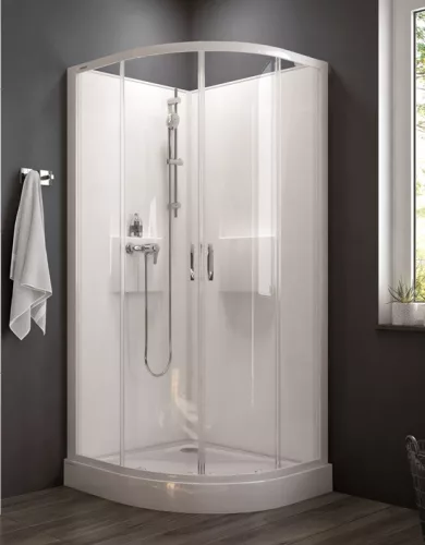 Sanplast kpl-KCKP4/Basic-M-SHP 90 hátfalas komplett zuhanykabin előlapos zuhanytálcával