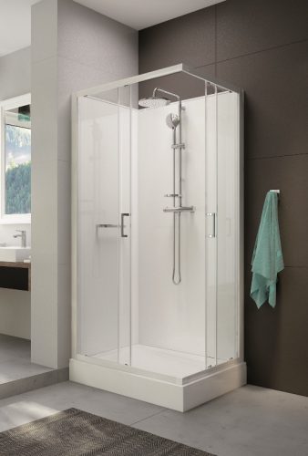 Sanplast kpl-KCKN/CLII-M 100x80 hátfalas komplett zuhanykabin előlapos zuhanytálcával