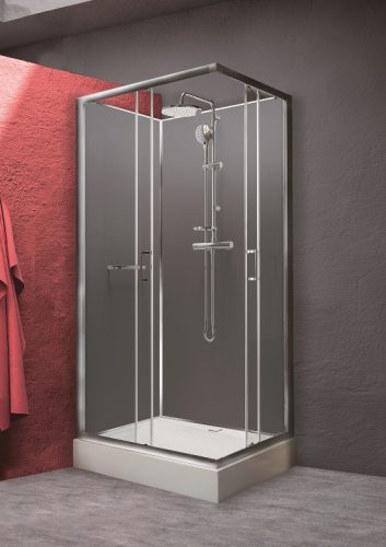 Sanplast kpl-KCKN/CLII-M 100x80 hátfalas komplett zuhanykabin előlapos zuhanytálcával