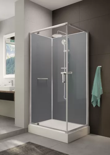 Sanplast kpl-KCDJ/CLII-M 100x80 hátfalas komplett zuhanykabin előlapos zuhanytácával