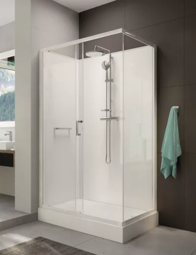 Sanplast kpl-KCD2/CLII-M 120x80 hátfalas komplett zuhanykabin előlapos zuhanytálcával