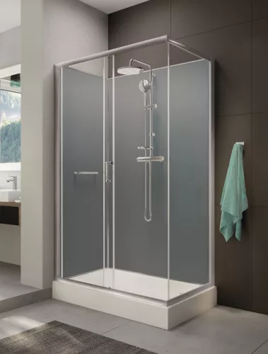 Sanplast kpl-KCD2/CLII-M 120x80 hátfalas komplett zuhanykabin előlapos zuhanytálcával
