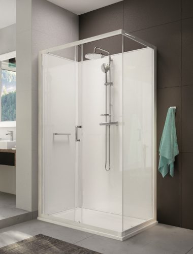 Sanplast kpl-KCD2/CLII-M 120x90 hátfalas komplett zuhanykabin lapos zuhanytálcával