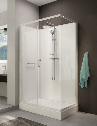 Sanplast kpl-KCD2/CLII-M 120x90 hátfalas komplett zuhanykabin előlapos zuhanytálcával
