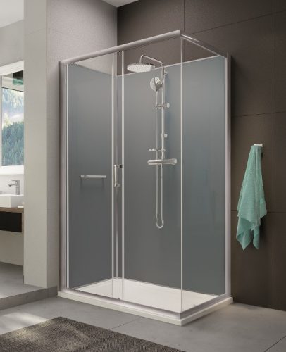 Sanplast kpl-KCD2/CLII-M 120x90 hátfalas komplett zuhanykabin lapos zuhanytálcával
