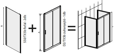 D2/TX5b+SS0/TX5 100x80 szögletes zuhanykabin méretek