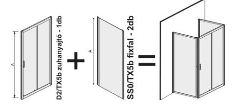 D2/TX5b+SS0/TX5 120x80 szögletes zuhanykabin méretei