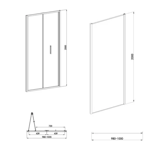 Sanotechnik Sanoslim 100x100 cm csuklóajtós zuhanykabin