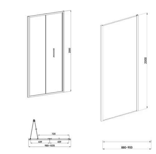 Sanotechnik Sanoslim 100x90 cm csuklóajtós zuhanykabin