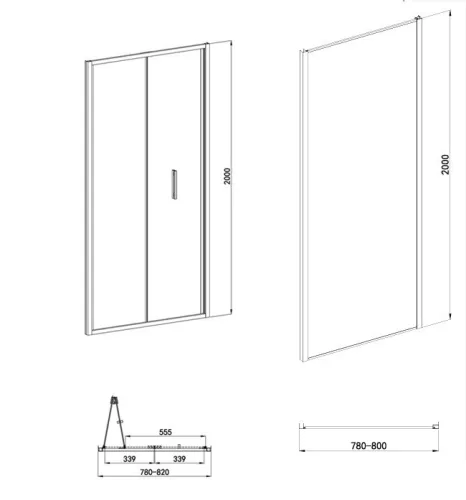Sanotechnik Sanoslim Black 80x80 cm csuklóajtós zuhanykabin