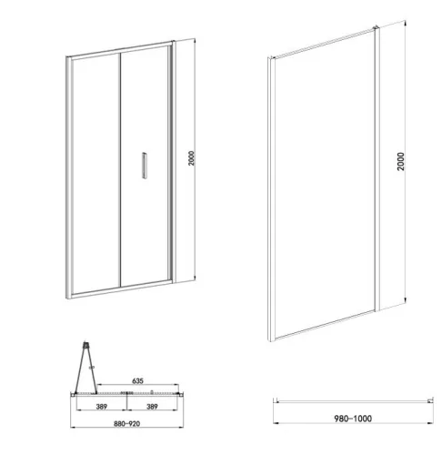 Sanotechnik Sanoslim 90x100 cm csuklóajtós zuhanykabin