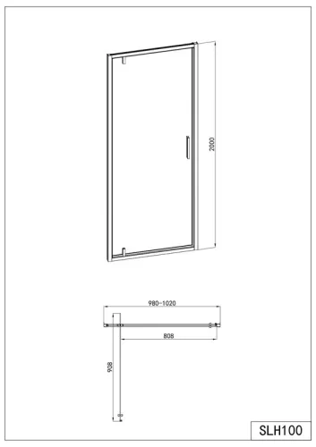 Sanotechnik Sanoslim Black 100 cm nyíló zuhanyajtó