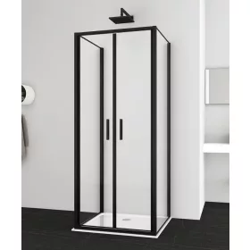   Sanotechnik Sanoslim Black 100x100x100 falsíkra szerelhető nyílóajtós zuhanykabin