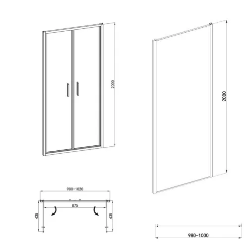 Sanotechnik Sanoslim Black 100x100 cm nyílóajtós zuhanykabin