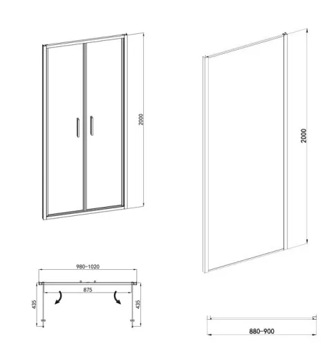 Sanotechnik Sanoslim 100x90 cm nyílóajtós zuhanykabin