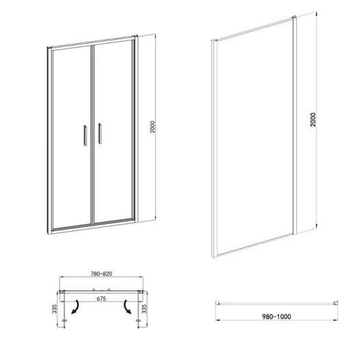 Sanotechnik Sanoslim 80x100 cm nyílóajtós zuhanykabin