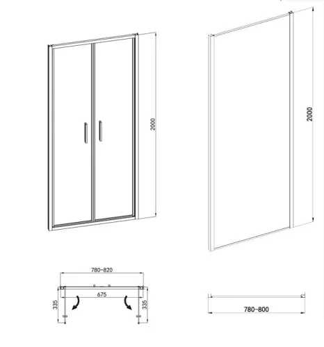 Sanotechnik Sanoslim 80x80 cm nyílóajtós zuhanykabin