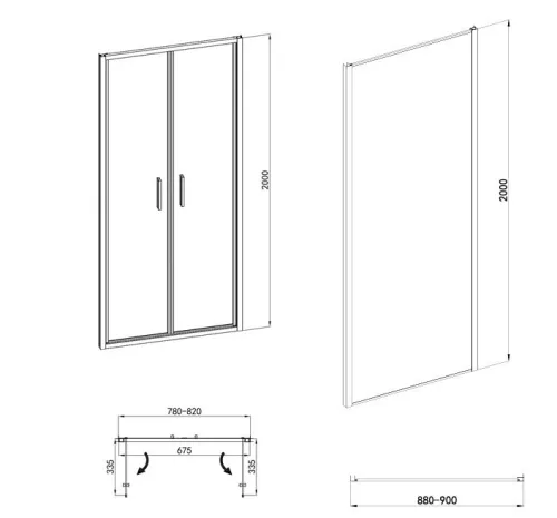 Sanotechnik Sanoslim 80x90 cm nyílóajtós zuhanykabin