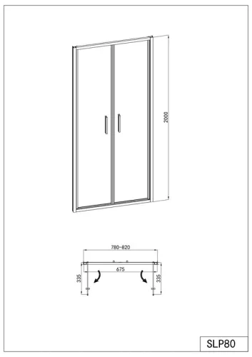 Sanotechnik Sanoslim 80 cm kétszárnyú zuhanyajtó