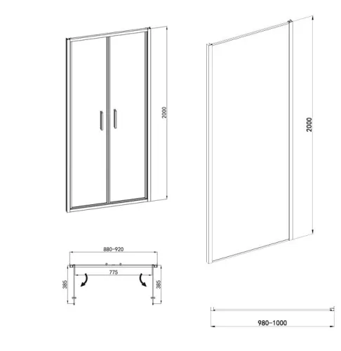 Sanotechnik Sanoslim 90x100 cm nyílóajtós zuhanykabin