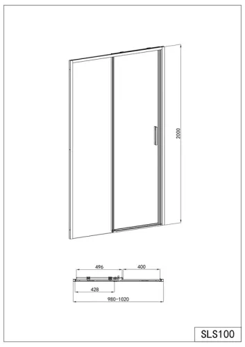 Sanotechnik Sanoslim Black 100 cm tolóajtós zuhanyajtó