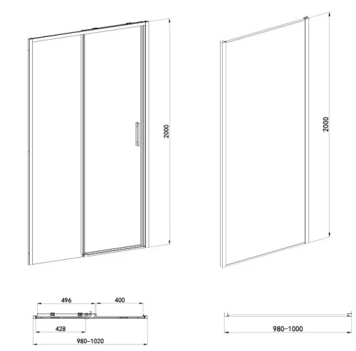 Sanotechnik Sanoslim 100x100 cm tolóajtós zuhanykabin