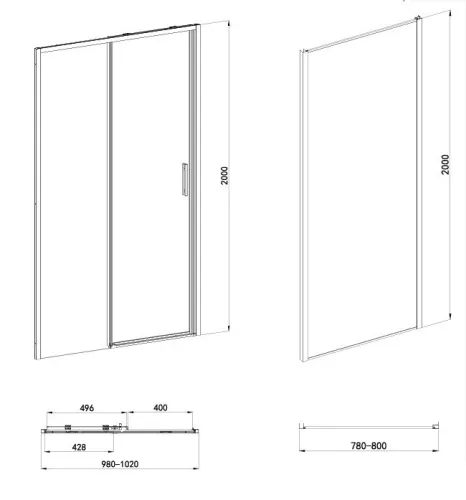 Sanotechnik Sanoslim 100x80 cm tolóajtós zuhanykabin