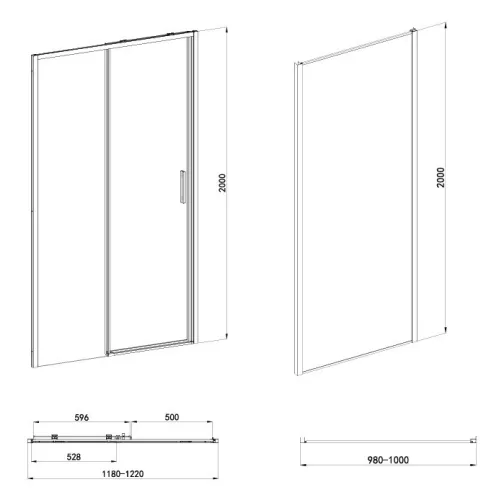 Sanotechnik Sanoslim Black 120x100 cm tolóajtós zuhanykabin