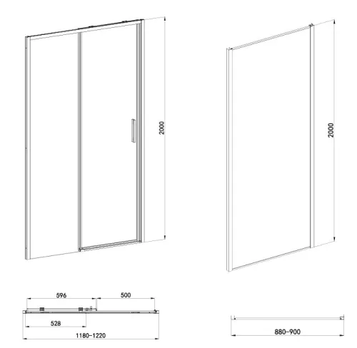 Sanotechnik Sanoslim Black 120x90x90 falsíkra szerelhető tolóajtós zuhanykabin
