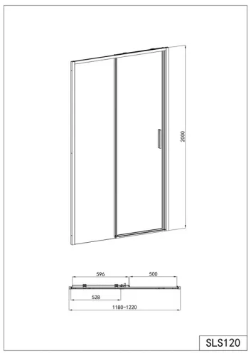 Sanotechnik Sanoslim Black 120 cm tolóajtós zuhanyajtó