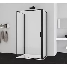   Sanotechnik Sanoslim Black 140x80x80 falsíkra szerelhető tolóajtós zuhanykabin