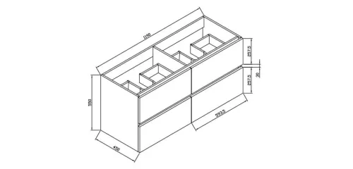 Elois Grey 120 cm fürdőszobabútor szekrény méretrajz