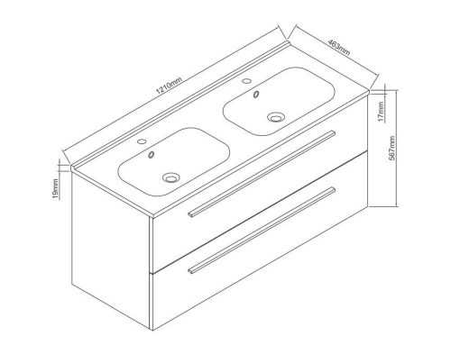 Almeria 120 cm fürdőszobabútor méretei
