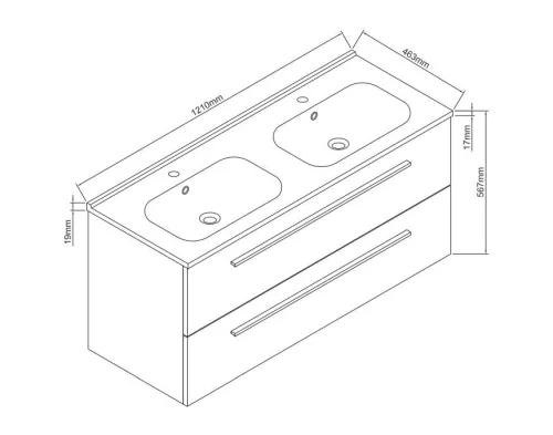 Almeria 120 cm fürdőszobabútor méretei