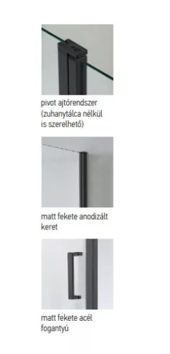 Triton Black 120x80 cm szögletes zuhanykabin részletek