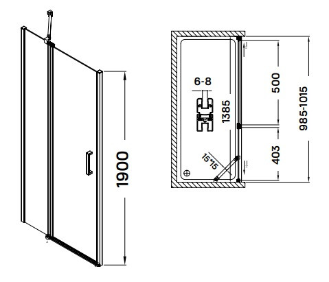 Pure 100 cm nyílóajtós zuhanyajtó méretei
