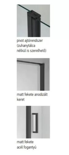 Quadrum Black 90x90 szögletes zuhanykabin részletek