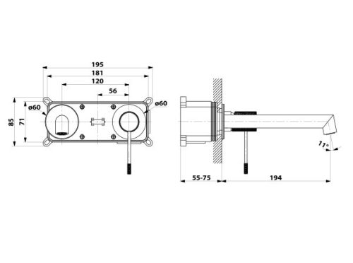 Sapho Solaris fali mosdó csaptelep